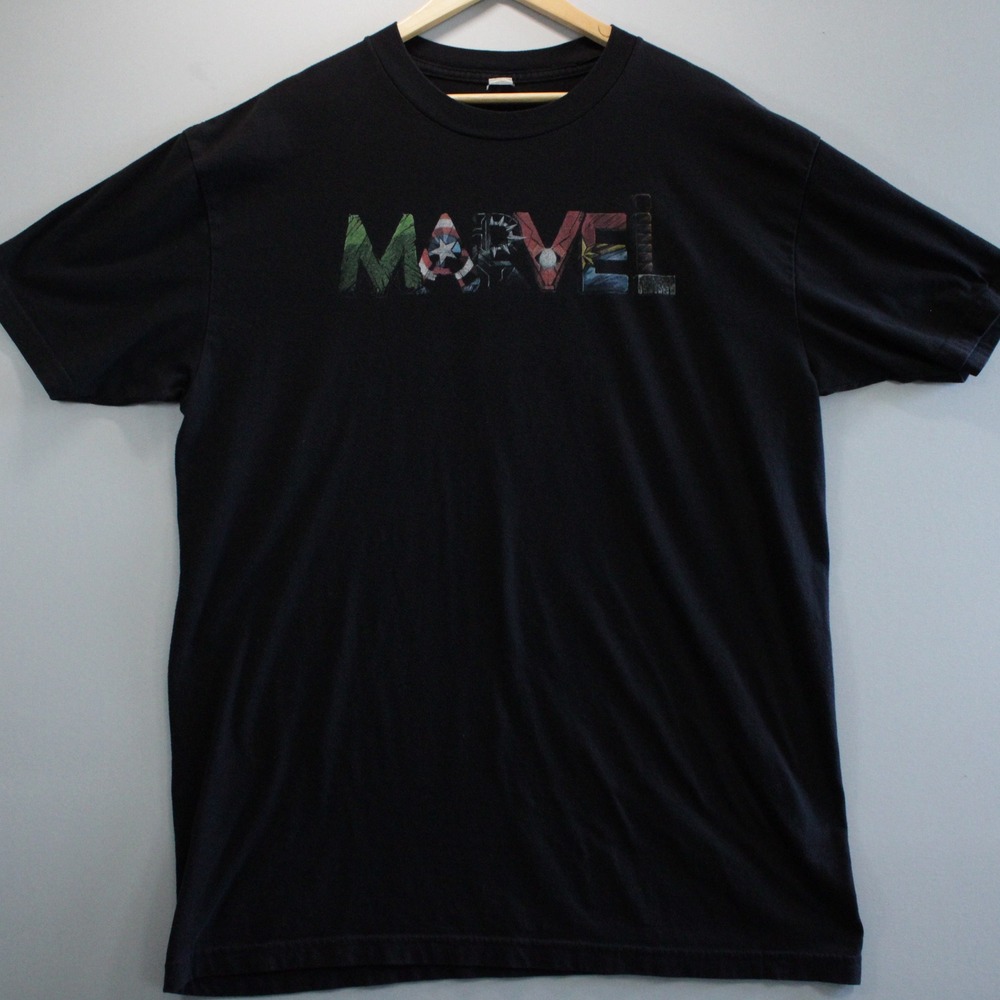 Marvel Comics Avengers Graphic T-Shirt Black XLT Hulk Spider-Man Thor Logo Tee